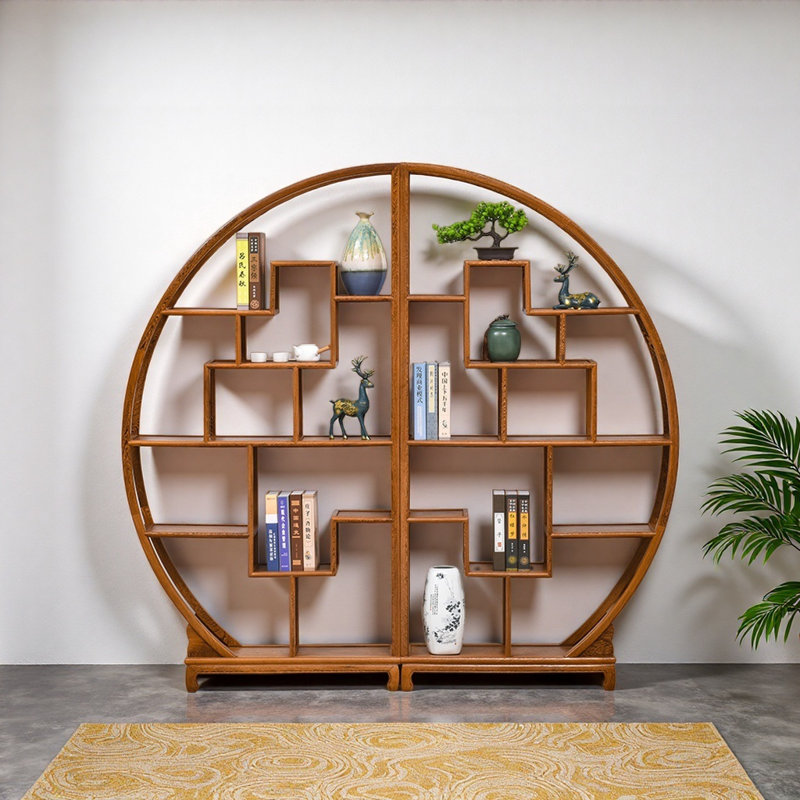 Chinese style simple semi-circular bookcase
