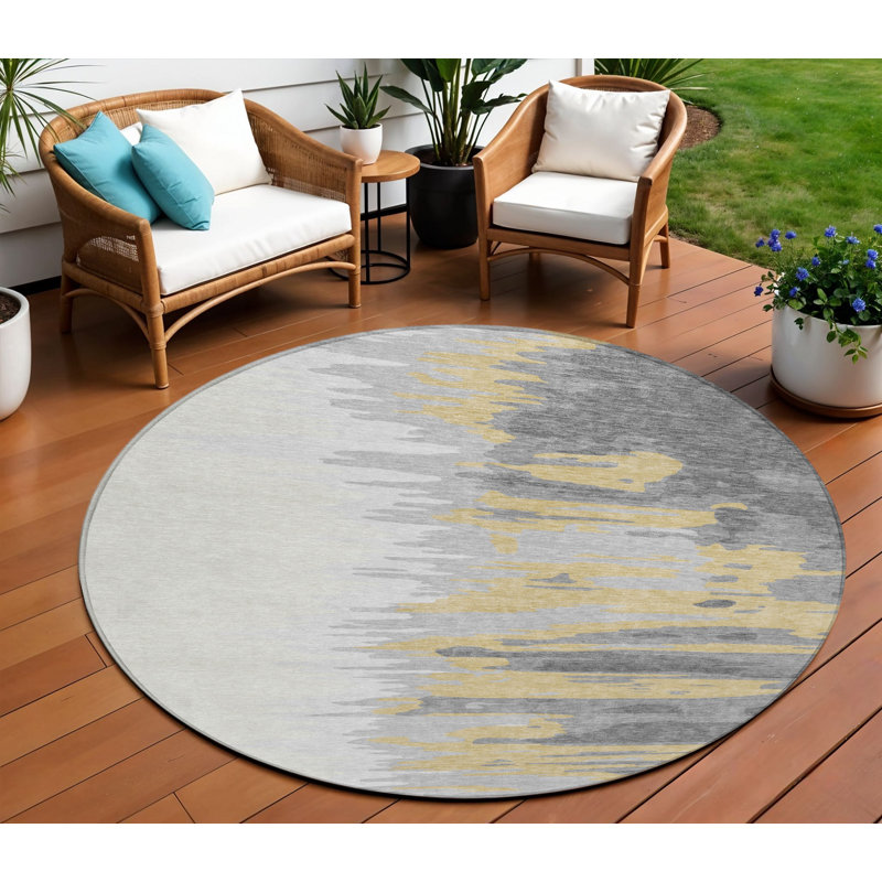 Tapis rond gris anthracite 8 po