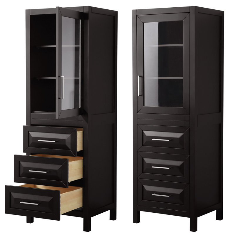 Daria Linen Cabinet, Dark Espresso/Chrome