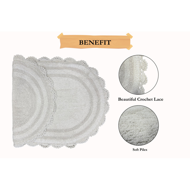 Crochet Cotton Reversible Bath Rug - Oval, White