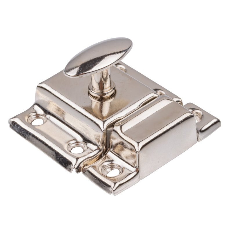Small Nickel Oval Turn Cabinet Latch with Mounting Screws