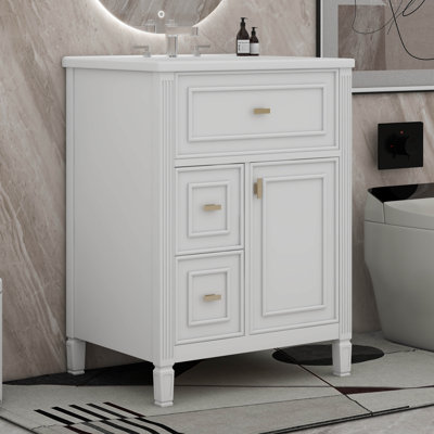 Meuble-lavabo de 24 po avec lavabo, tiroir basculant, supports de rangement et tablette réglable