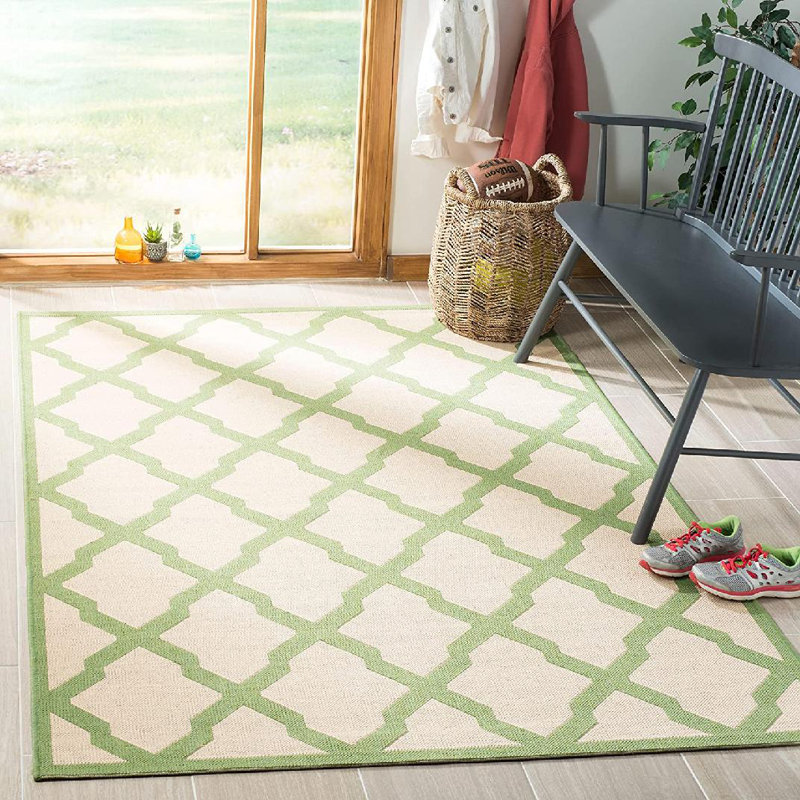 Tapis d'intérieur / extérieur à motif géométrique 100 pièces Ferrill, Rectangle 9 pi x 12 pi