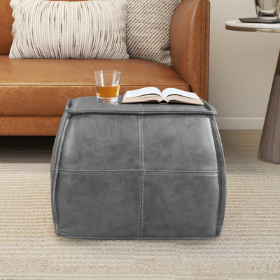Elliona Square Top-Grain Leather Ottoman