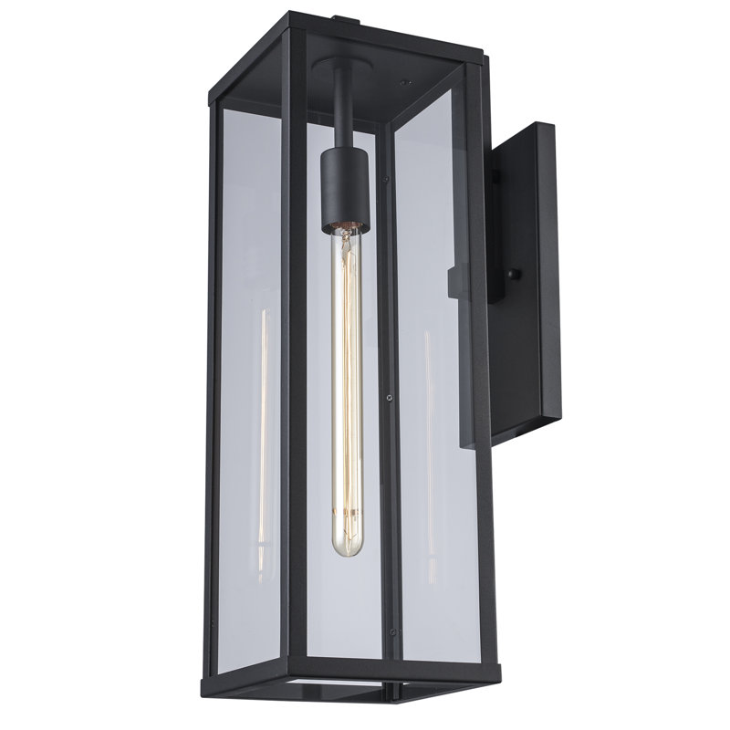 Lanterne murale d'extérieur noire 1 lumière Iddings, H 22,5 po x l 5,1 po x P 7,95 po