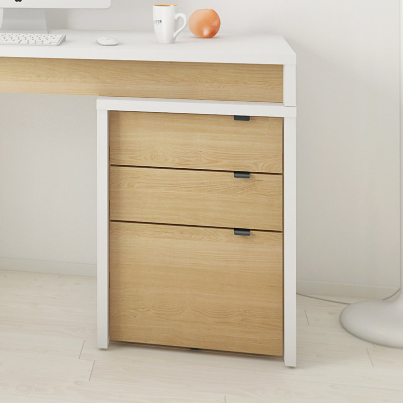 19'' Wide File Cabinet, White/Natural Maple