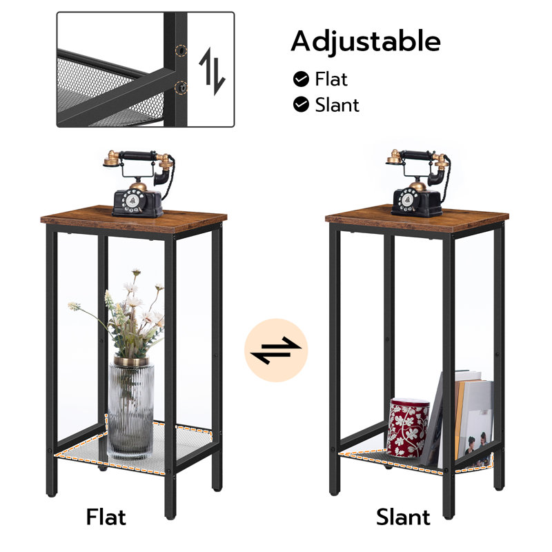 Raimondas 28.9" Tall End Table, Rustic Brown/Black