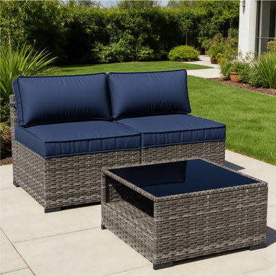 3-Piece Outdoor Set with Cushions, Weather-Ready