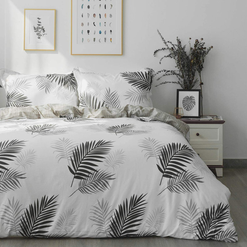 Sequoyah Microfiber Flora Reversible Duvet Cover with Pillowcases, Imp Leaf, Double Duvet Cover + 2 Standard Pillowcases