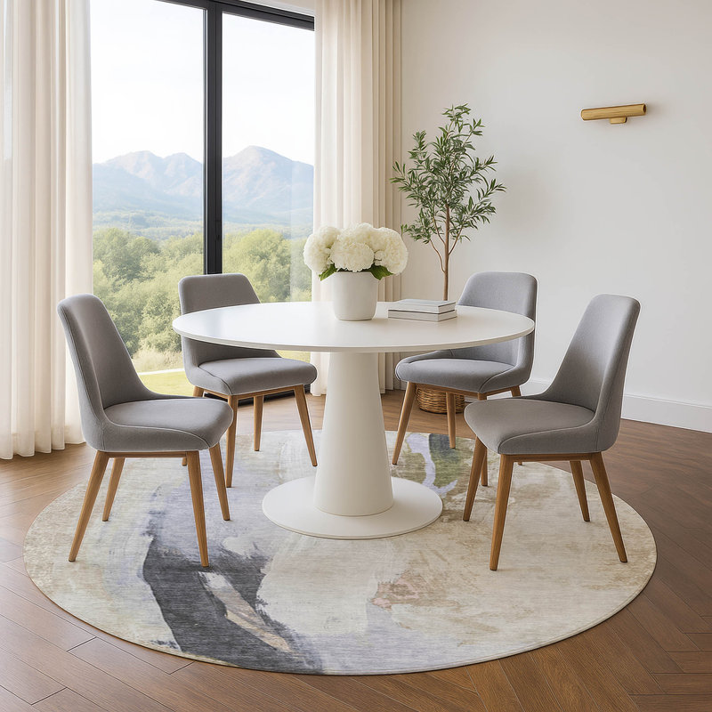 Premium Machine Washable Mouton Abstract Rug, Round 8'