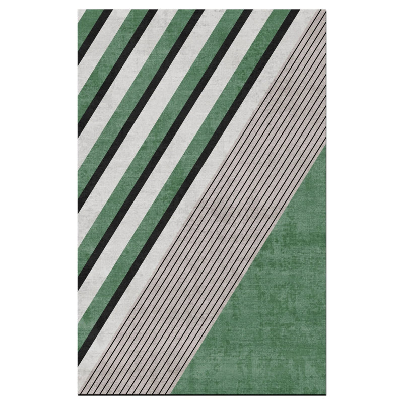 Tapis en polypropylène à rayures Neculina, Tapis de couloir 3 pi 4 po x 8 pi 3 po
