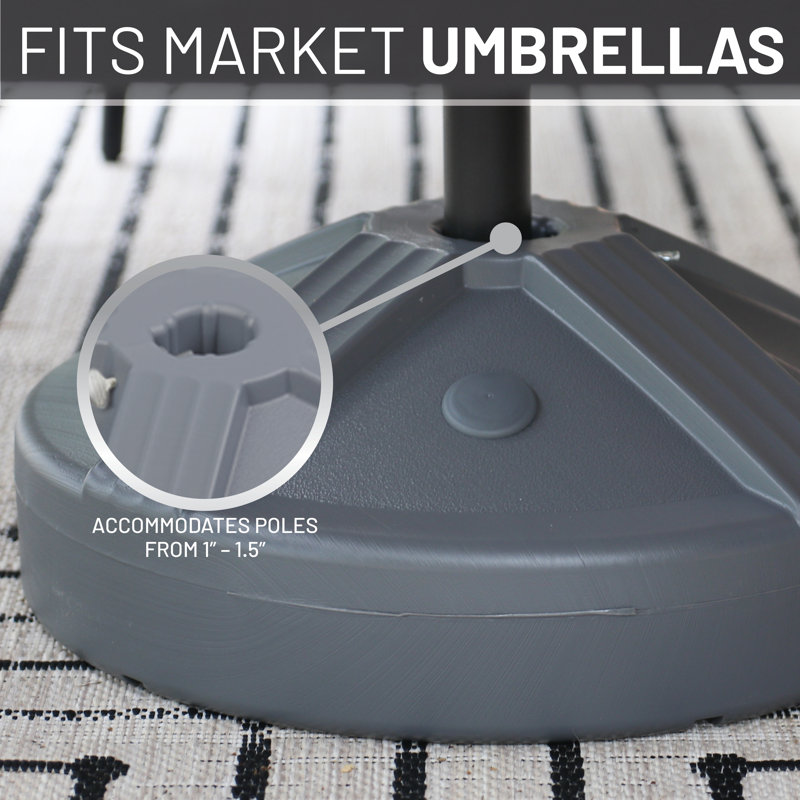 Grey UV-Stabilized Polymer Fillable Patio Umbrella Base