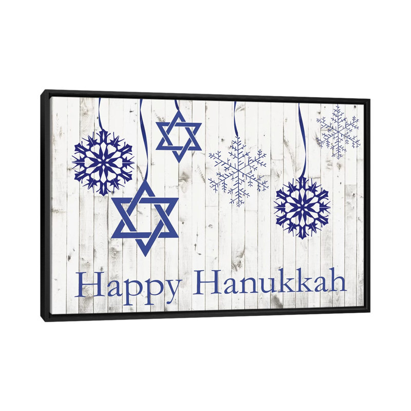 «Punny Hanukkah» par Alicia Ludwig - impression d'art graphique, Aucun mat, Toile avec cadre noir