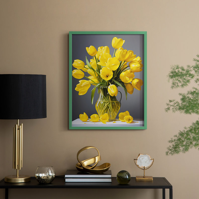 Reproduction encadrée FLORAL Series DCCXCIV - bois massif, Vert, H 15 po x l 12 po