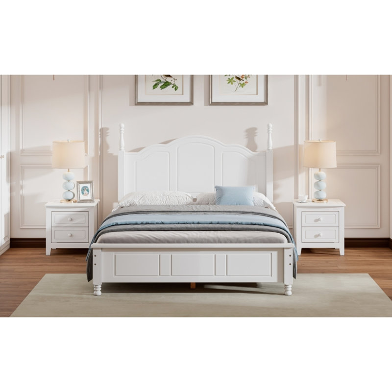 Retro Style Bed, Full / Double, White 1