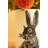  Set of 2 Cement Easter Rabbit Planters Sculpted Bunny Design 10" Tall