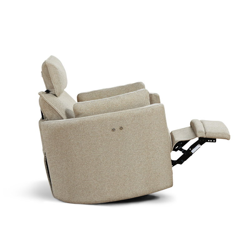 Cozy Soft Swivel Power Recliner with Adjustable Headrest and Footrest, Beige