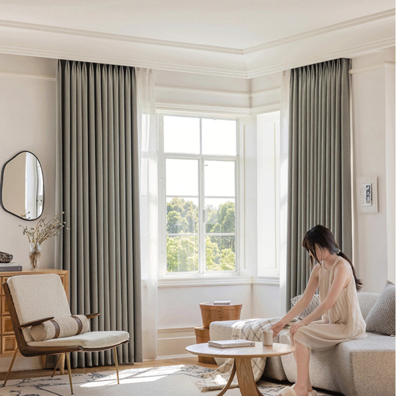 Chenille Room Darkening Curtain Panel Pair, Gray