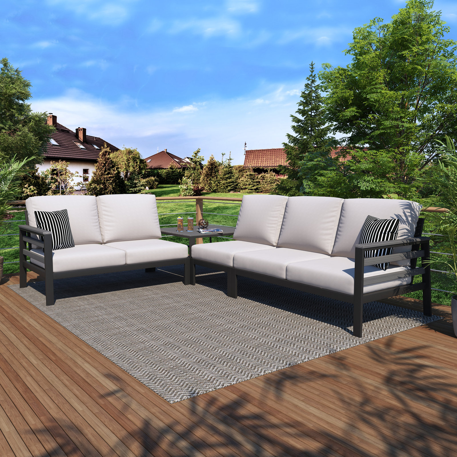 Townsend 5-Person Sunbrella® Patio Seating Group, Canvas White, Gray