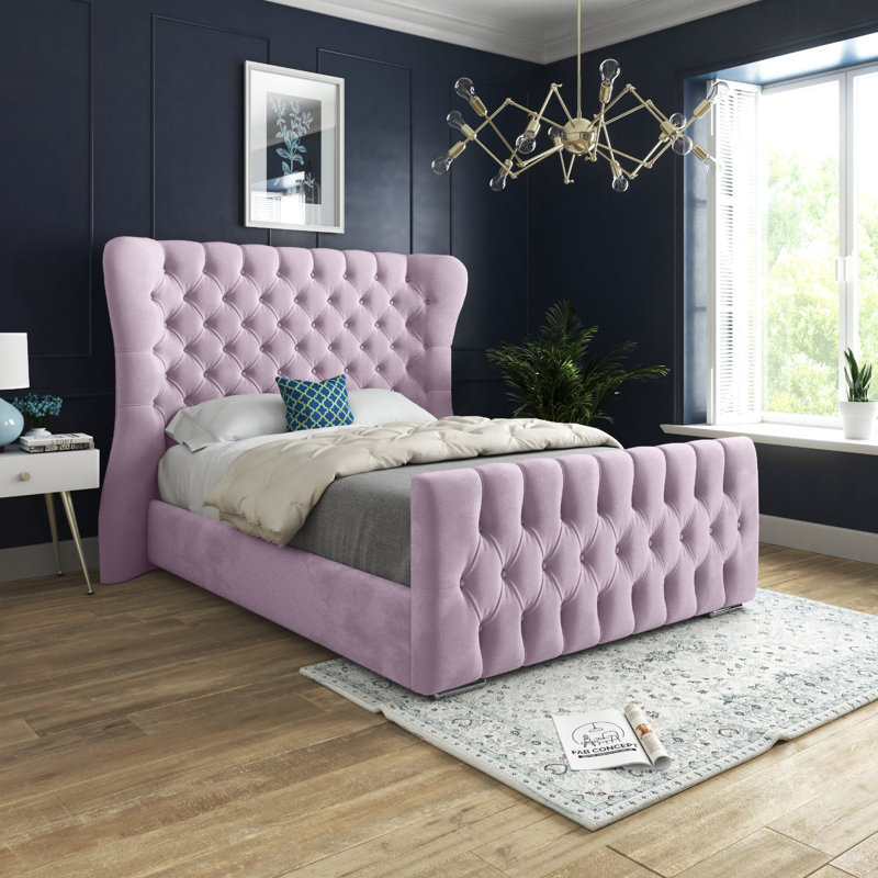 Bettencourt Upholstered Bed, Double (4'6), Pink