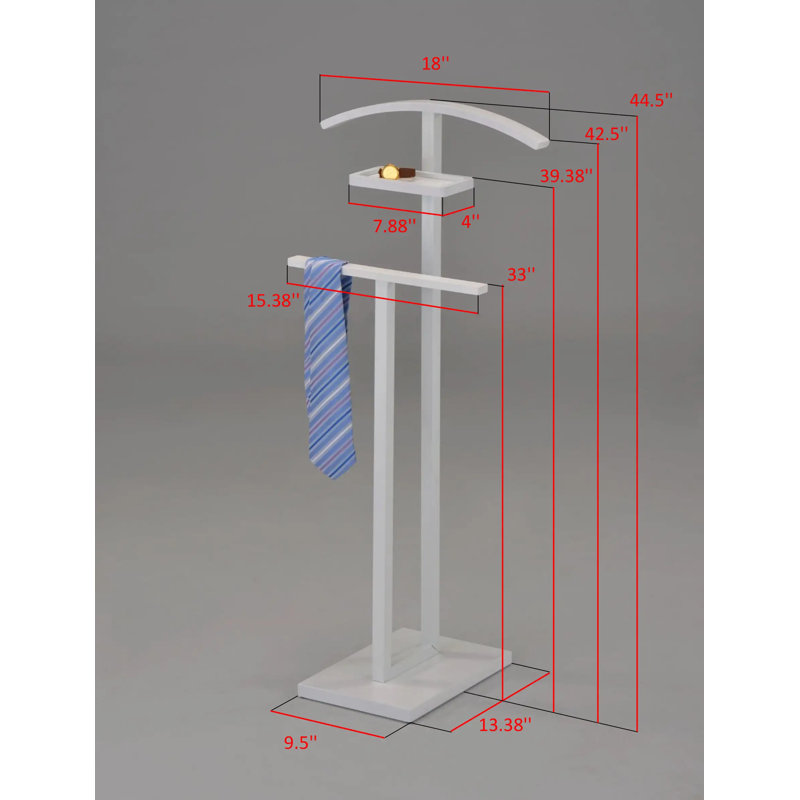 Shalika Metal Suit Valet Stand, Clothes Rack, Clothing Organizer, Jacket Hanger, and Shelf