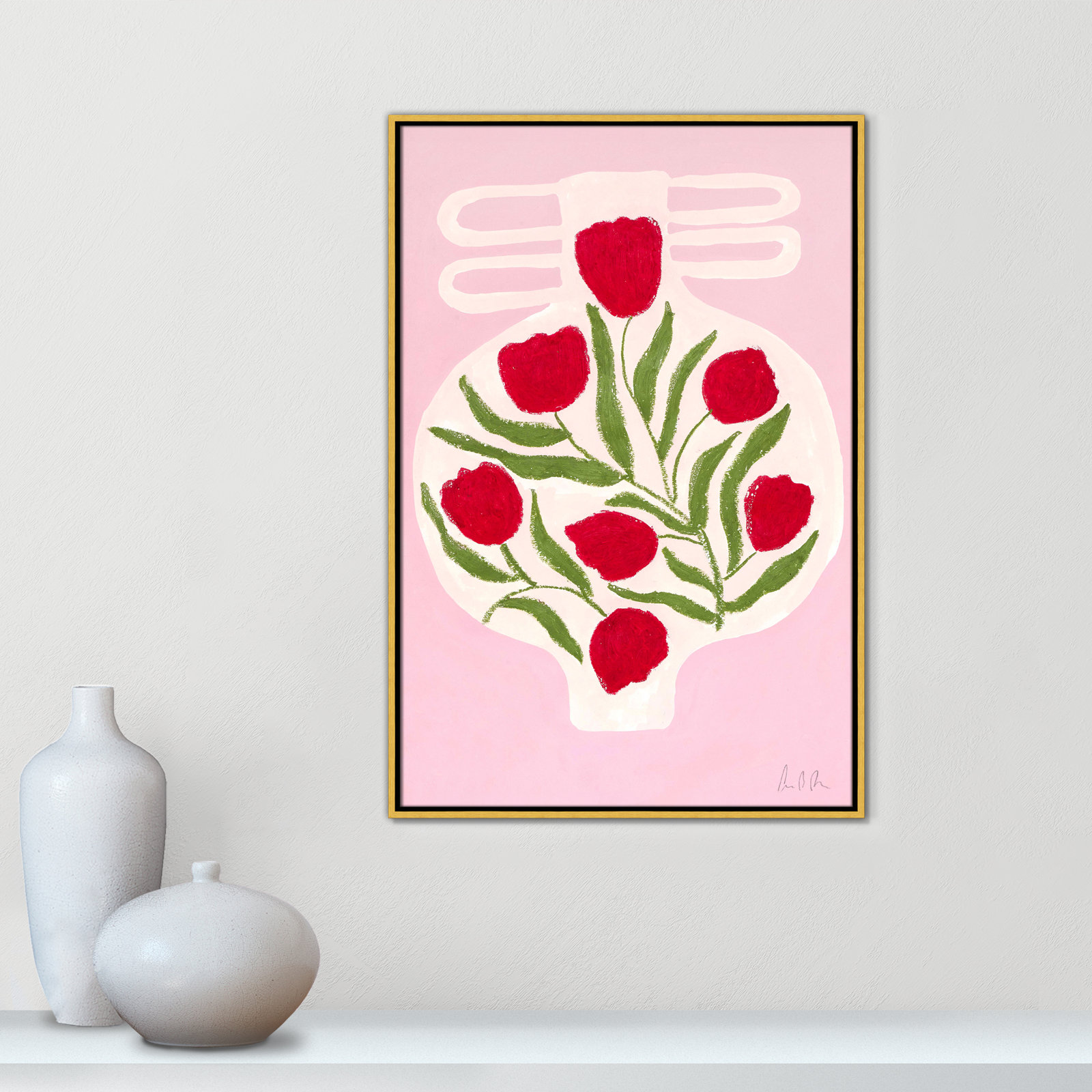 Vase No. 02 Print by Camilla Bergqvist, 37.5" H x 25.5" W, Gold