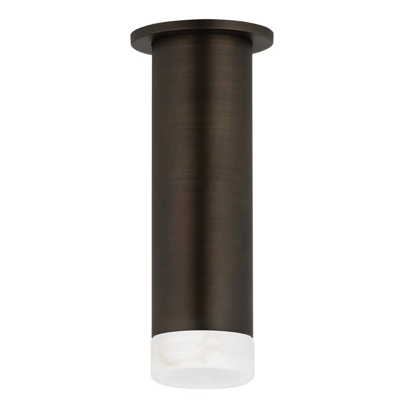 Luxe 3" Cylinder Flush Mount With Bezel, Distressed Bronze/Alabaster