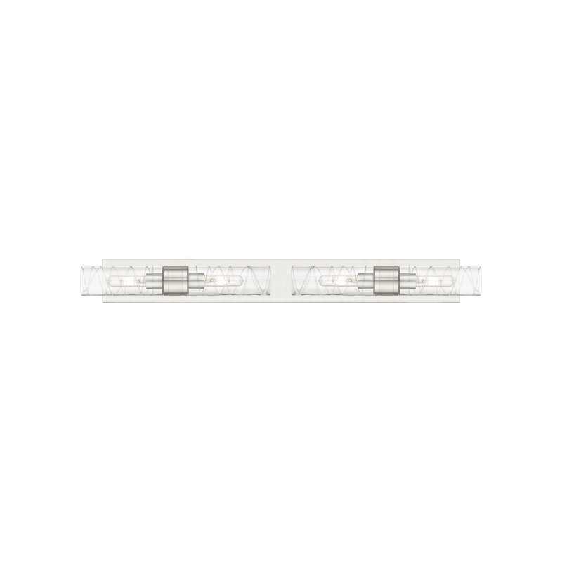 Éclairage pour meuble-lavabo 4 lumières 39 po Ballston - Maliyah - Laiton antique - Abat-jour blanc rayé, Tourbillon déco