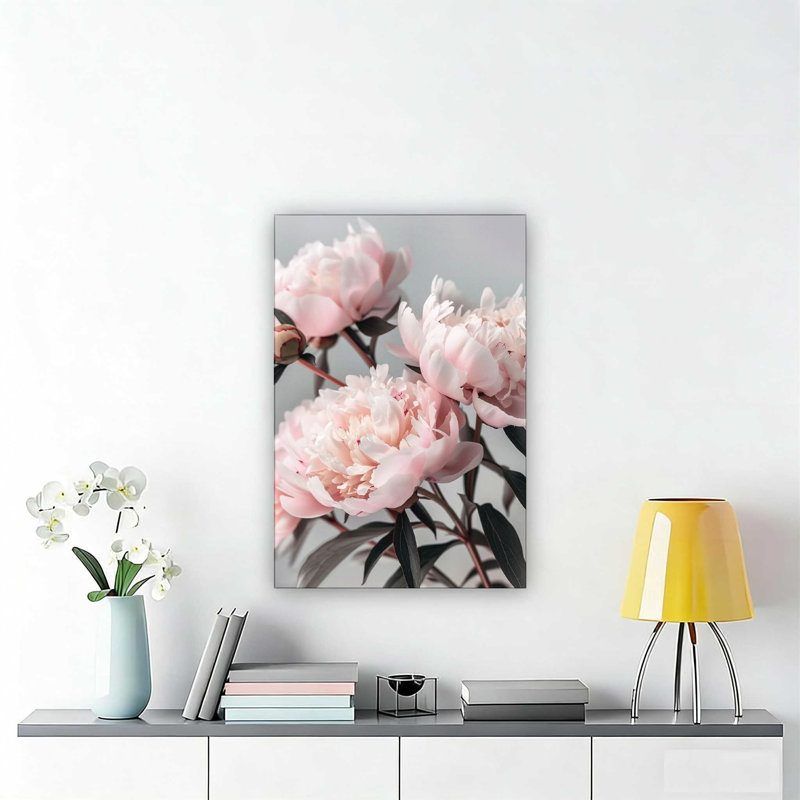 Pivoine fleur rose, reproduction d'art sur toile abstraite, 18 po x 12 po