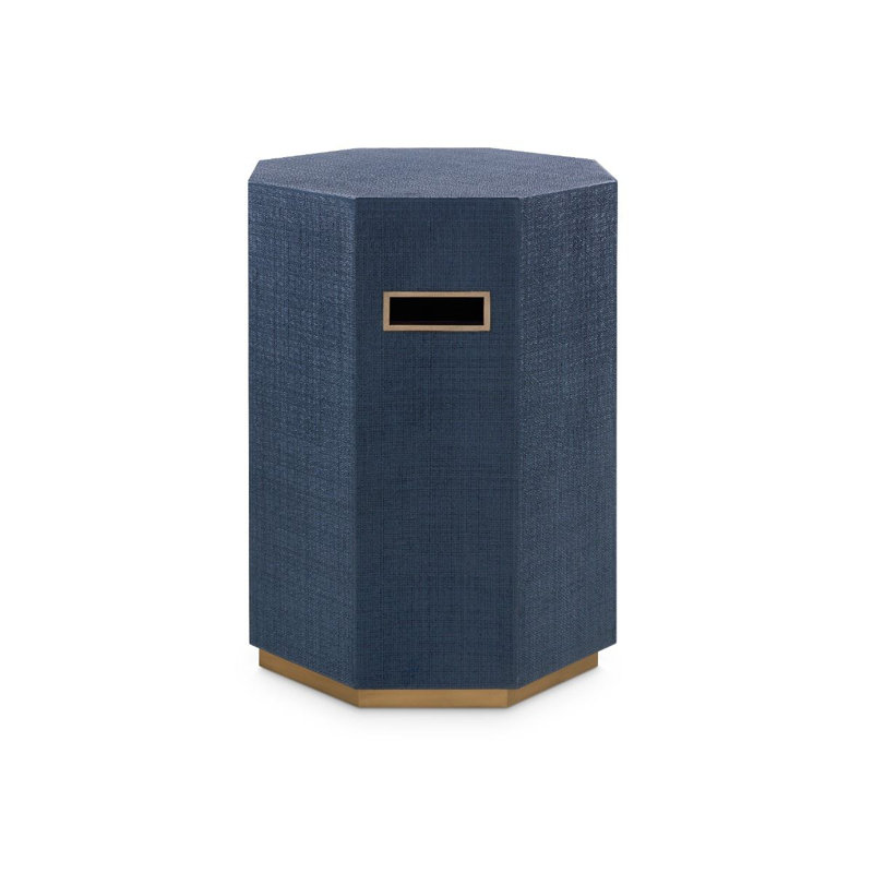 Solid Wood End Table, Storm Blue, Gold