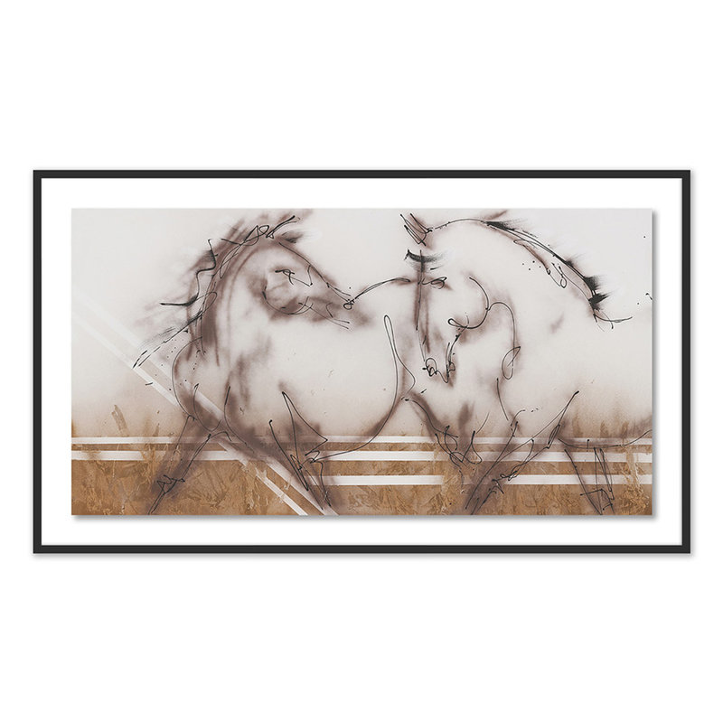 Two Horses Print by Donna Bernstein, Black, 35" H x 60" W x 2.5" D