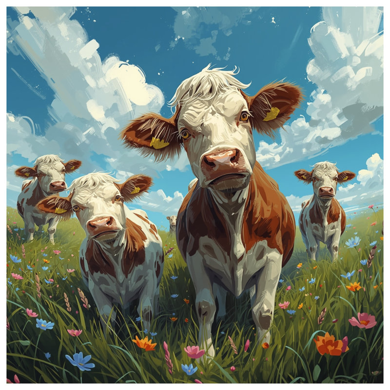 Tapis de bain Cows In Flower Field, L 34 po x L 21 po