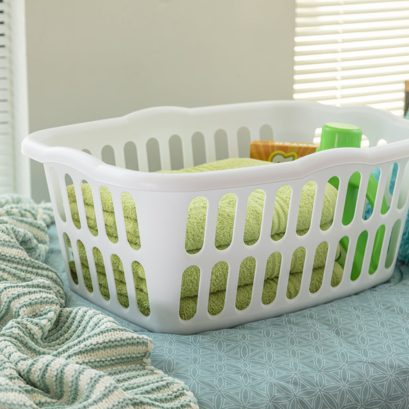 Panier à linge rectangulaire en plastique Sterilite 1,5 boisseau, blanc, paquet de 12