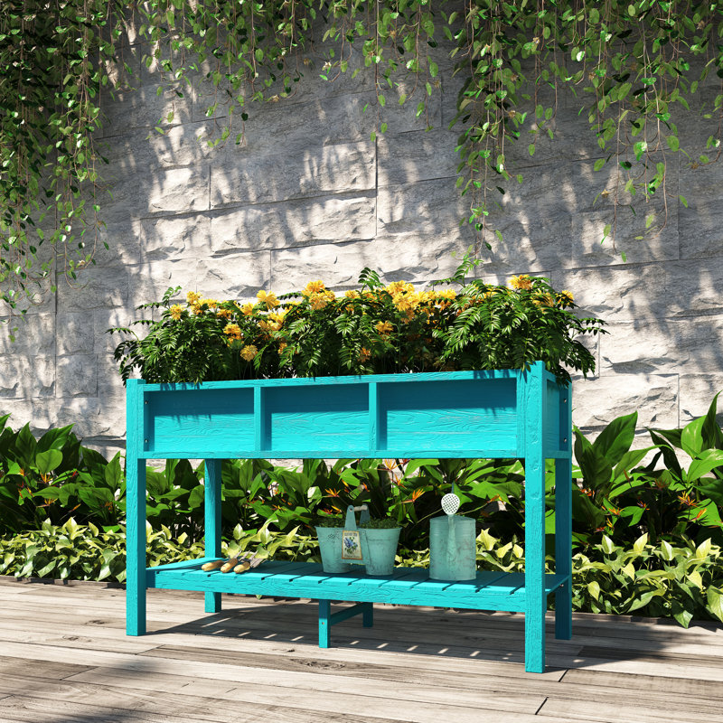 Lit surélevé surélevé pour jardin, Cyan