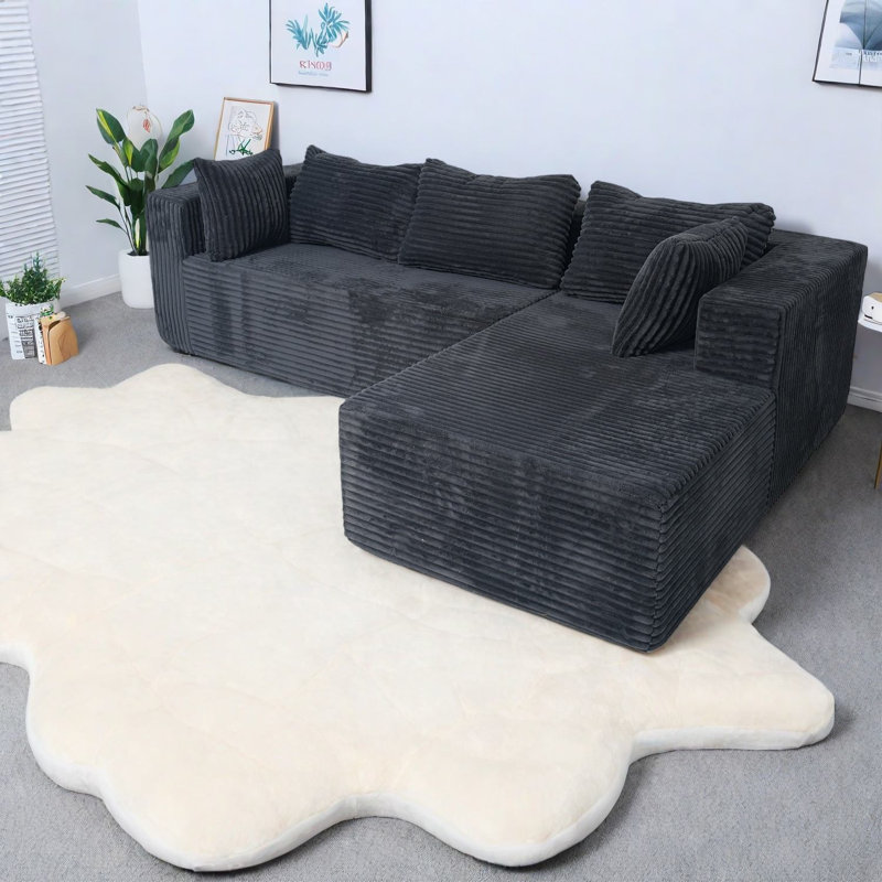 Canapé modulaire à compression profonde, canapé moderne en velours côtelé de 100 pouces pour la maison