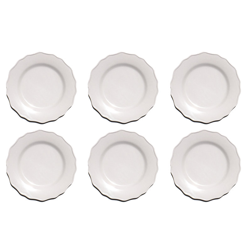 Assiette plate en mélamine Scallop NewWave - crème - 10,5 po - ensemble de 6