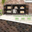 Costway 84 Gallon 3-door Patio Wicker Storage Cabinet Deck Box With Removable Shelves-101887625