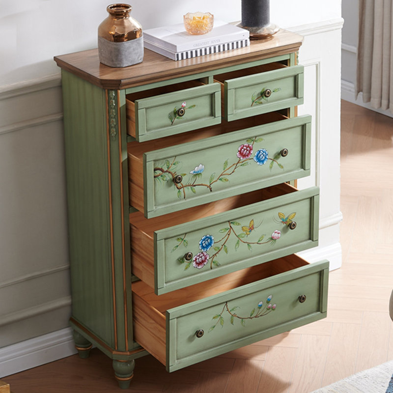 Buffet décoratif vert en bois massif