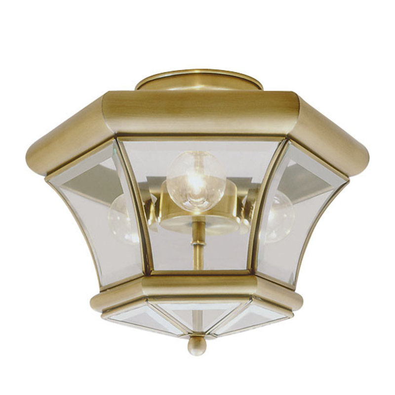 Plafonnier semi-encastré en verre Cerca, Laiton antique