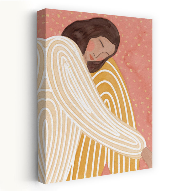 «Cozy Embrace Peaceful Serene», art mural abstrait, 48" H x 32" W