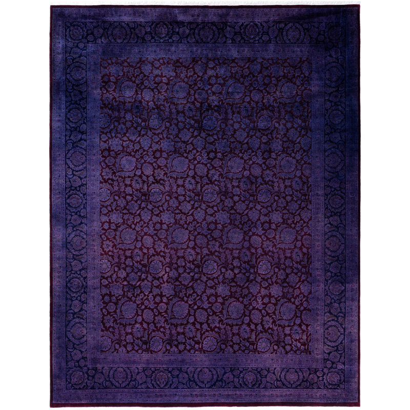 Overdyed Hand-Knotted Wool Modern-Contemporary Purple Area Rug 8' 3" x 10' 5"