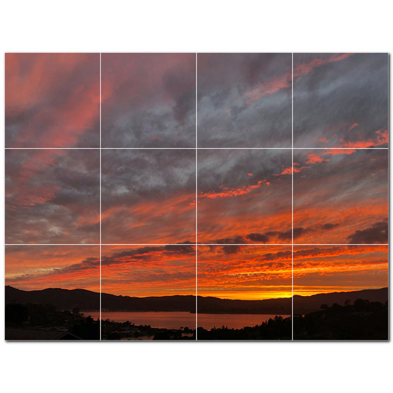 Murale décorative en céramique 12 po x 12 po Sunset