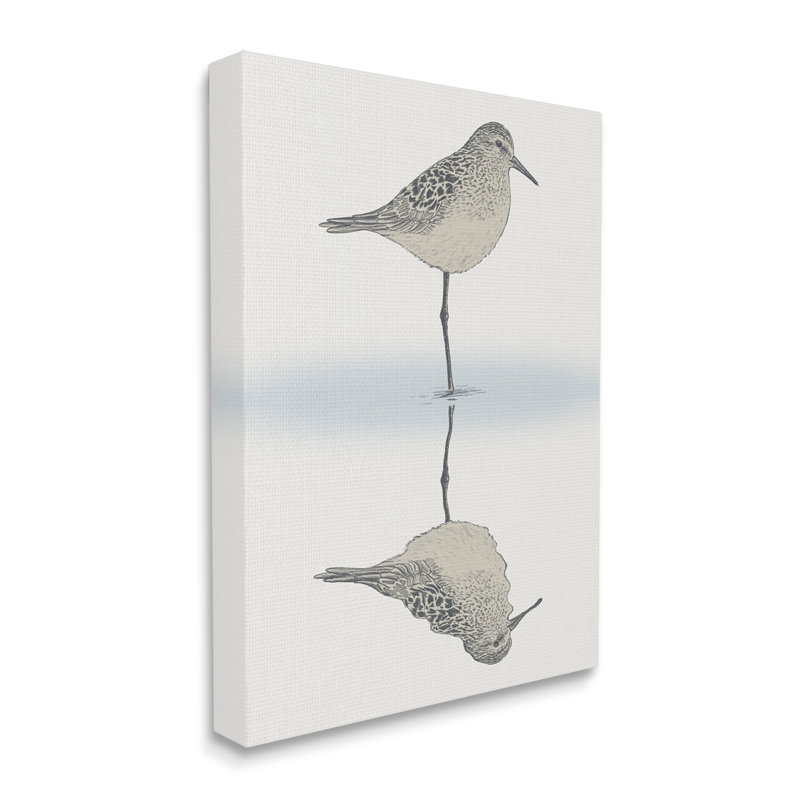 Impression sur toile tendue, "Bécasseau apaisant debout sur l'océan", Toile tendue, H 40 po x l 30 po x P 1,5 po