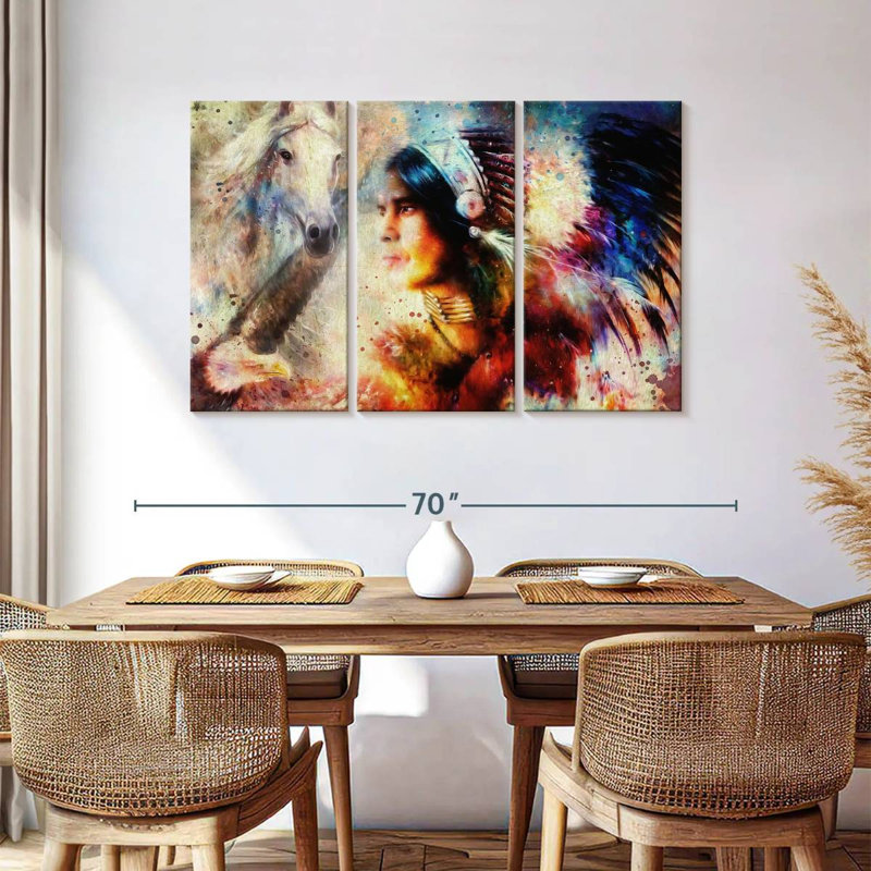Lelar American Indian Warrior, 36" H x 57" W