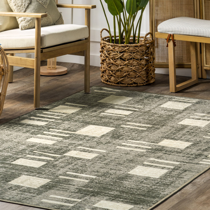 Taja SpinClean Transitional Geometric Machine Washable Area Rug, Rectangle 5' x 8'