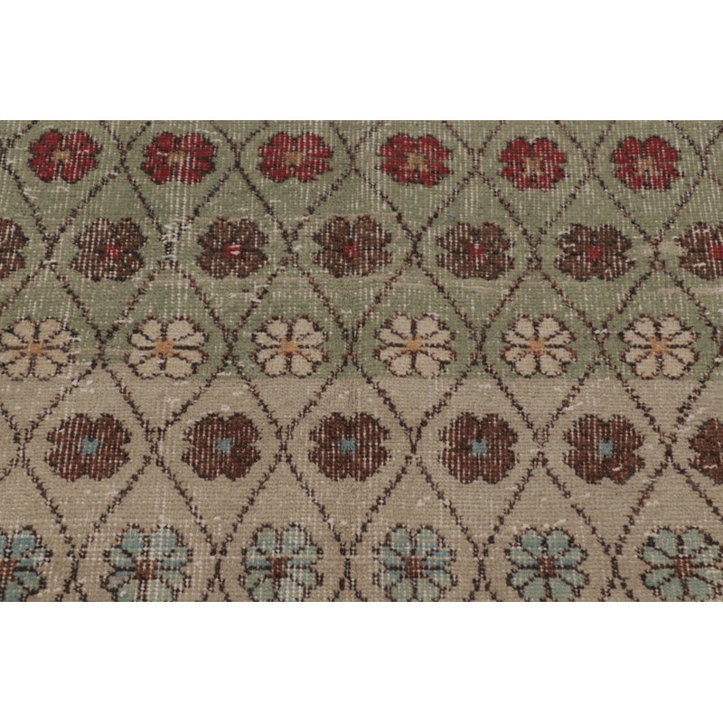 Distressed One-of-a-Kind 5'3X9'1 Hand Knotted Area Rug