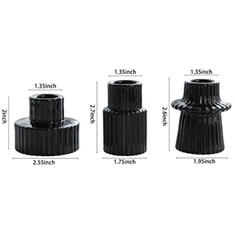 Taper Glass Candlestick Holders Tealight Candle Holders For Table Centerpieces, Wedding Decor And Dinner Party (6 Pcs, Black)