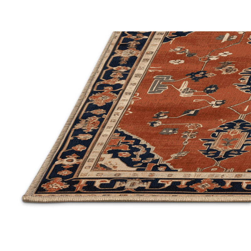 Machine Washable Art Deco Brown Area Rug, Square 8'