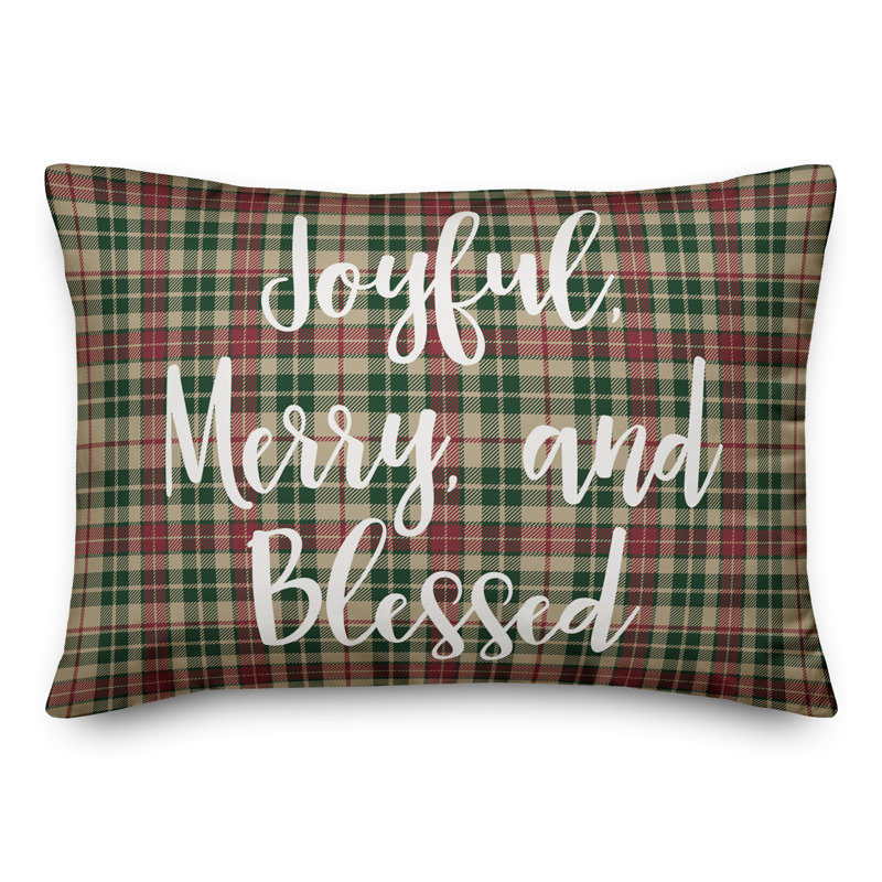  Coussin lombaire joyeux, joyeux et béni en tartan