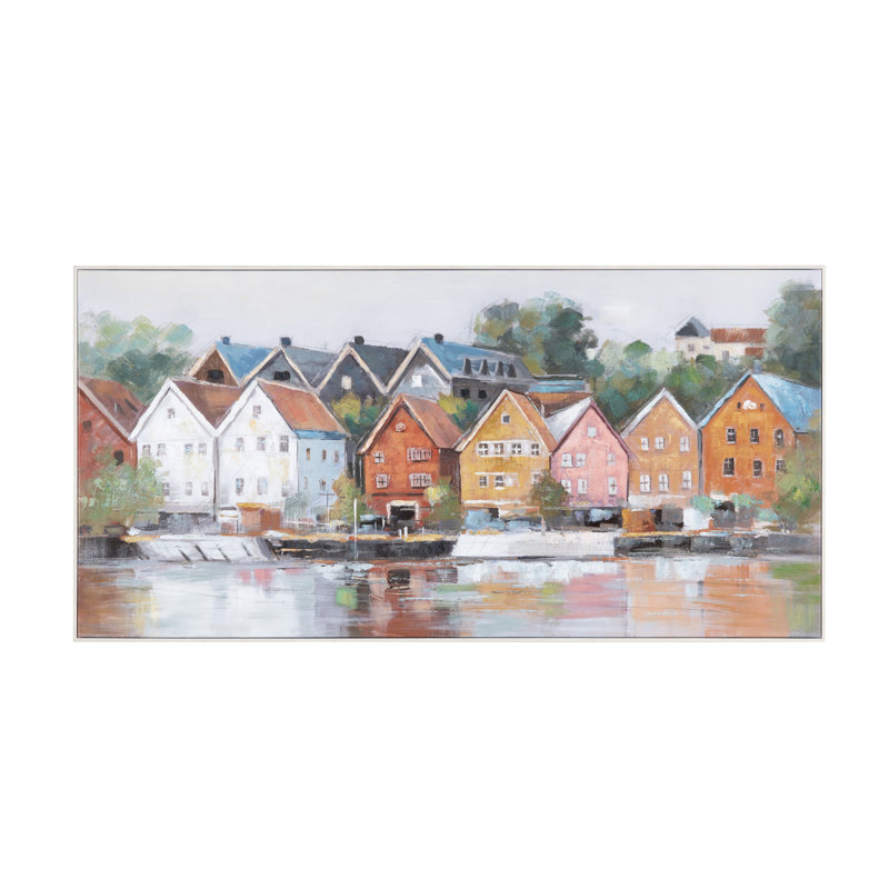 Barr Hand-Painted Coastal Framed Canvas Wall Art